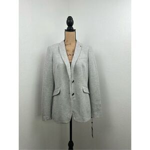 Tommy Hilfiger Women’s Grey Elbow-Patch Button-Cuff Blazer Size 12